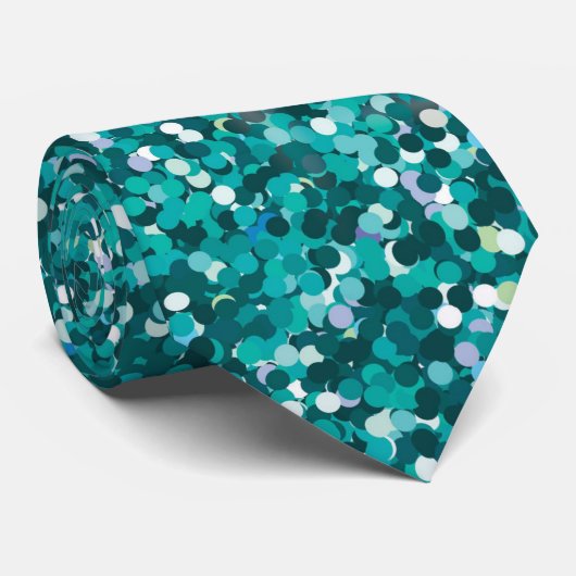 Blauwgroen ironische glitter stropdas (Opgerold)