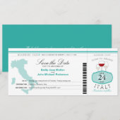 Blauwgroen Italië Uitnodiging tot het sturen van e (Voorkant / Achterkant)