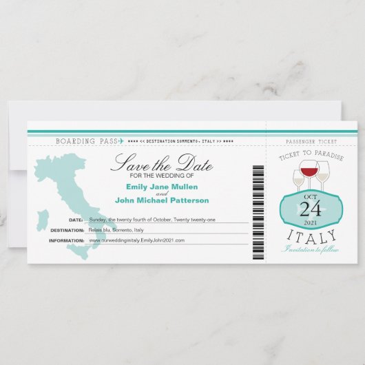 Blauwgroen Italië Uitnodiging tot het sturen van e (Voorkant)