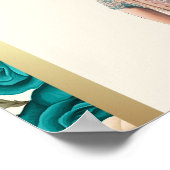 Blauwgroen Ivoor Bloemen Anand Karaj Bruiloft Welk Poster (Hoek)