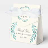 Blauwgroen Ivory Simple Modern Wreath Wedding Bedankdoosjes (Voorkant Zijde)