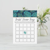 Blauwgroen jachttroep met bridal bingo informatiekaartje (Staand voorkant)