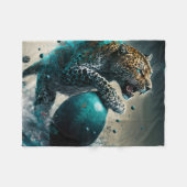 Blauwgroen jaguar en football fleece deken (Voorkant (Horizontaal))