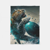 Blauwgroen jaguar en football fleece deken (Voorkant)