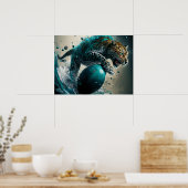 Blauwgroen jaguar en football poster (Keuken)