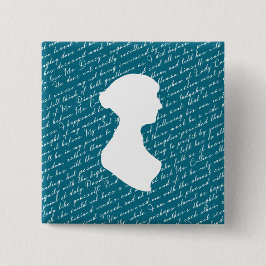 Blauwgroen Jane Austen Pride Prejudice Netherfield Vierkante Button 5,1 Cm