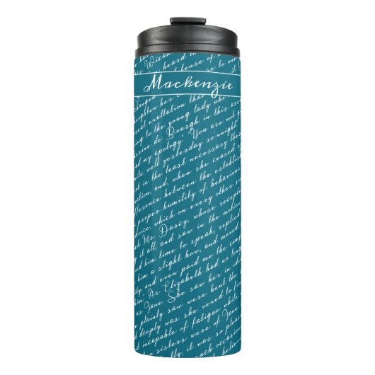 Blauwgroen Jane Austen Pride Vooroordelen Netherfi Thermosbeker (Voorkant)