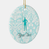 Blauwgroen Javelin Throw Keramisch Ornament (Rechts)