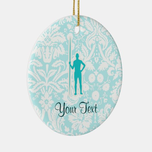 Blauwgroen Javelin Throw Keramisch Ornament (Rechts)