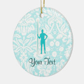 Blauwgroen Javelin Throw Keramisch Ornament (Links)