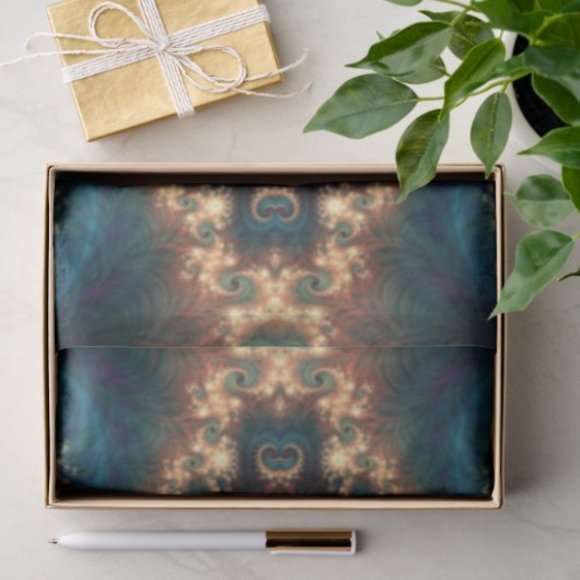 Blauwgroen Jewel Fractal Abstract 2 ontkoppeling Tissuepapier (Geschenk)