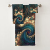 Blauwgroen Jewel Fractal Bath Towel Set Bad Handdoek (Insitu)