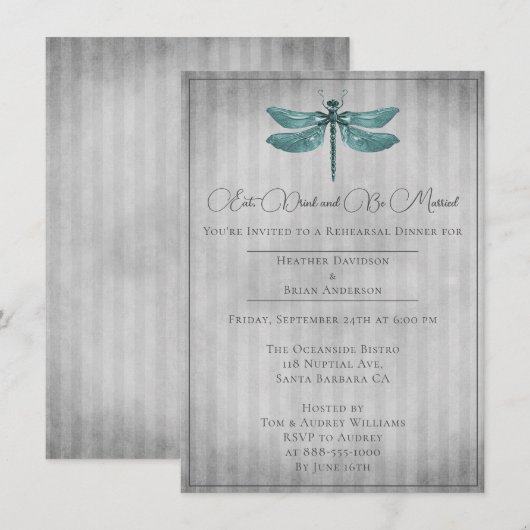 Blauwgroen Jeweled Dragonfly repetitie diner Kaart (Voorkant / Achterkant)