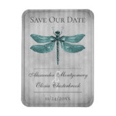 Blauwgroen Jeweled Dragonfly Save the Date Magneet (Verticaal)