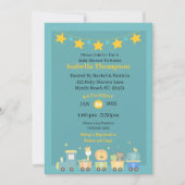 Blauwgroen jongens en Baby shower met geel Safari- Kaart (Voorkant)