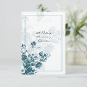 Blauwgroen Jubilea van Bouquet Wedding Kaart (Staand voorkant)