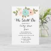 Blauwgroen Jubileum voor peach Floral Wedding Vow  Kaart (Staand voorkant)