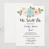 Blauwgroen Jubileum voor peach Floral Wedding Vow  Kaart (Voorkant / Achterkant)