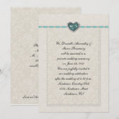 Blauwgroen juweelribbons en postzegels kaart (Voorkant / Achterkant)