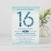 Blauwgroen juwelen en weet 16 feestdagen kaart (Staand voorkant)