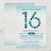 Blauwgroen juwelen en weet 16 feestdagen kaart (Voorkant / Achterkant)