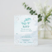 Blauwgroen Kaart van Dolphin Wedding RSVP (Staand voorkant)