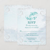 Blauwgroen Kaart van Dolphin Wedding RSVP (Voorkant / Achterkant)
