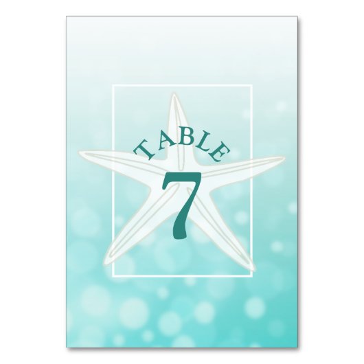 Blauwgroen Kaart van het Beach Wedding Table Numbe (Achterkant)