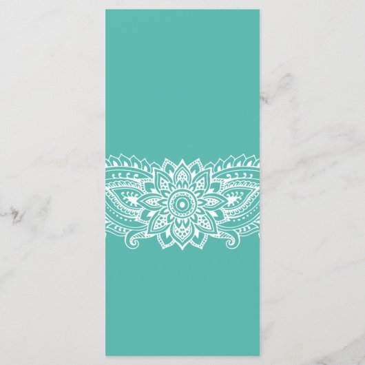 Blauwgroen Kaart van het menu Dinner van het India (Achterkant)