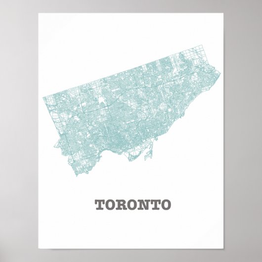 Blauwgroen kaart van het wegennet van Toronto Poster (Voorkant)