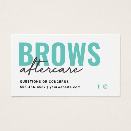 Blauwgroen Kaart voor PMU Brow Instructions na de  (Voorkant)