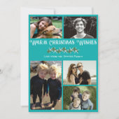 Blauwgroen Kaarten voor kerstmis met fotocollage (Voorkant)