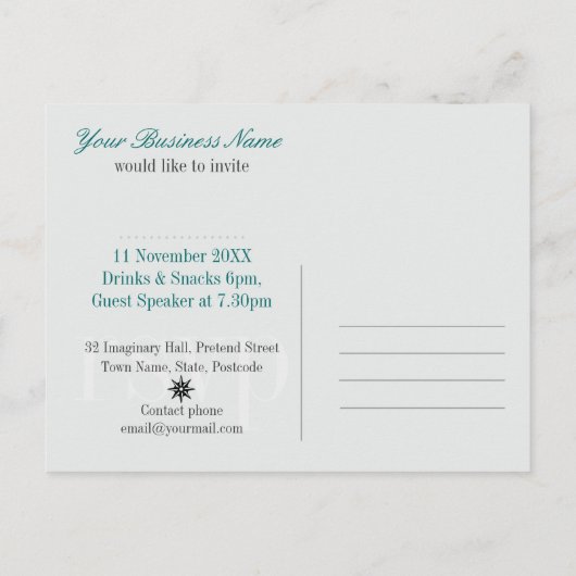 Blauwgroen Kaarten voor uitnodigingen voor zwarte (Achterkant)