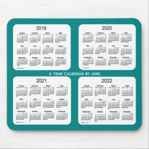 blauwgroen kalender 2019-2022 voor 4 jaar van Janz Muismat