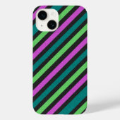 Blauwgroen, kalkgroen, hot-roze glitter Striped ST Case-Mate iPhone Case (Achterkant)