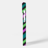 Blauwgroen, kalkgroen, hot-roze glitter Striped ST Case-Mate iPhone Case (Achterkant / Links)