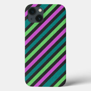 Blauwgroen, kalkgroen, hot-roze glitter Striped ST Case-Mate iPhone Case
