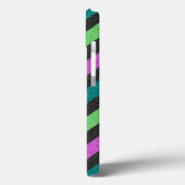 Blauwgroen, kalkgroen, hot-roze glitter Striped ST Case-Mate iPhone Case (Achterkant / Links)