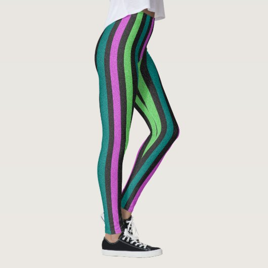 Blauwgroen, kalkgroen, hot-roze glitter Striped ST Leggings (Rechts)