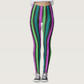 Blauwgroen, kalkgroen, hot-roze glitter Striped ST Leggings (Voorkant)