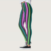 Blauwgroen, kalkgroen, hot-roze glitter Striped ST Leggings (Links)