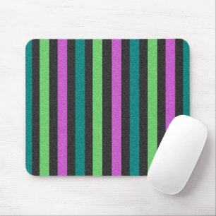 Blauwgroen, kalkgroen, hot-roze glitter Striped ST Muismat