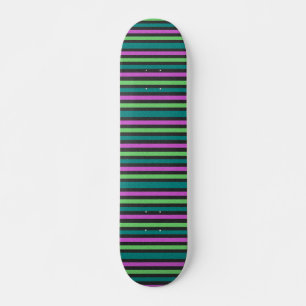 Blauwgroen, kalkgroen, hot-roze glitter Striped ST Skateboard