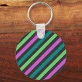 Blauwgroen, kalkgroen, hot-roze glitter Striped ST Sleutelhanger (Voorkant)