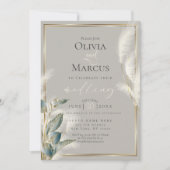 Blauwgroen kalkoen Anthurium en kederige pampas Gr Kaart (Voorkant)