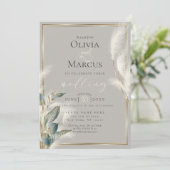 Blauwgroen kalkoen Anthurium en kederige pampas Gr Kaart (Staand voorkant)