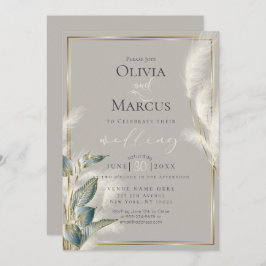 Blauwgroen kalkoen Anthurium en kederige pampas Gr Kaart