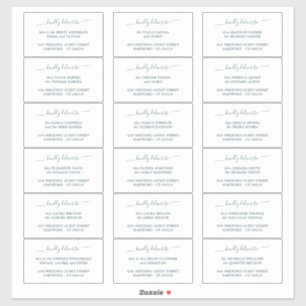 Blauwgroen kalligrafie 18 bruiloft gast Adresetike Sticker
