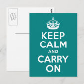 Blauwgroen kalm houden en doorgaan briefkaart (Voorkant / Achterkant)