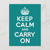 Blauwgroen kalm houden en doorgaan briefkaart (Voorkant)